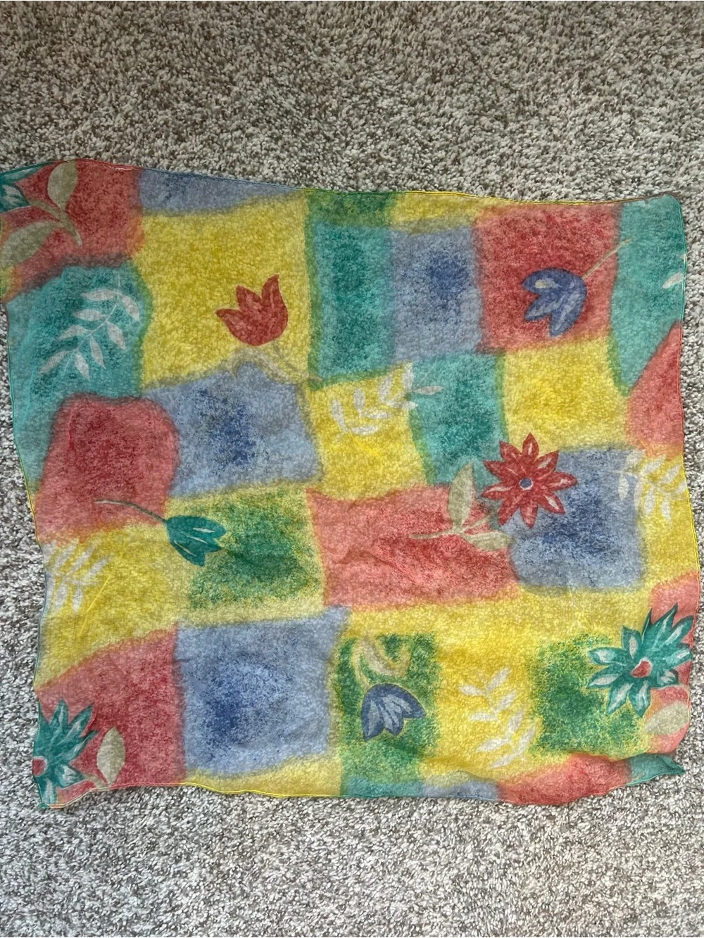 Colorful Patchwork Floral Scarf - Multicolor